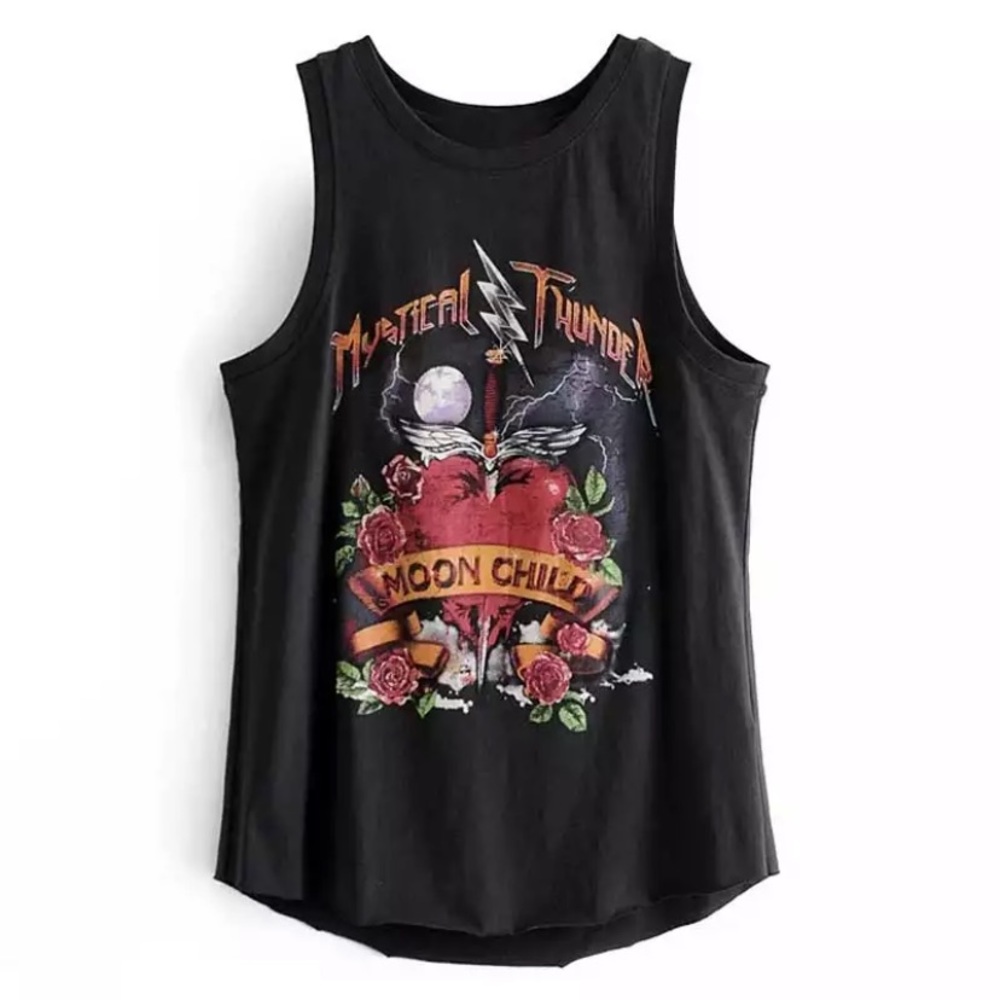 Mystical Thunder Moon Child Black Graphic Tank Top - Picture 5 of 6